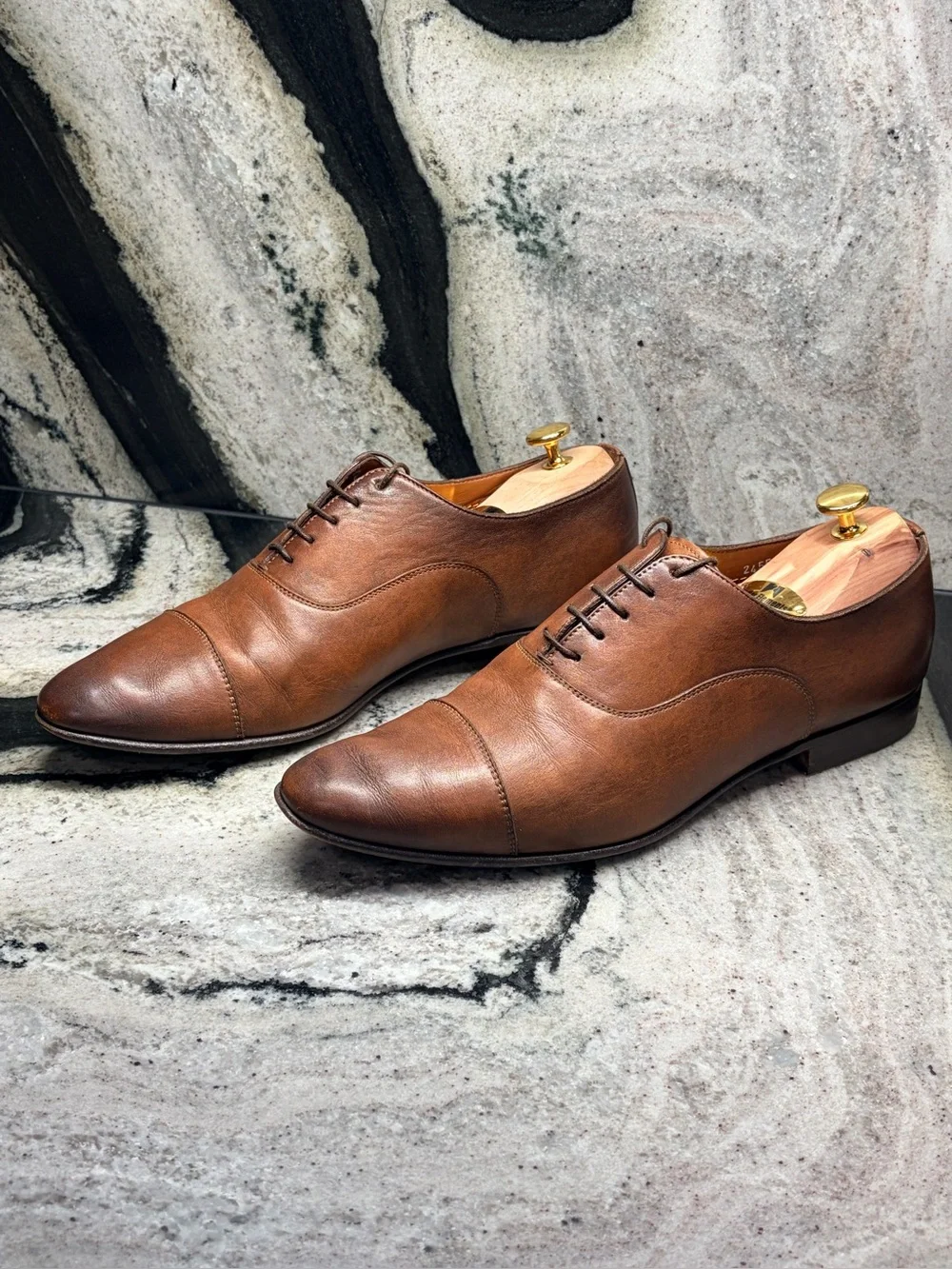 Santoni Darien Oxford Shoes Men’s US 10.5 UK 9.5 Brown Leather Made Italy